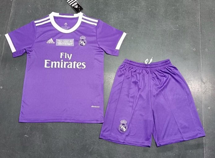 Kids-Real Madrid 16/17 Away Purple Soccer Jersey